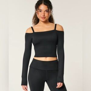 NWT Women’s Gilly Hicks Recharge Off the Shoulder Active Crop Top Black XXL
